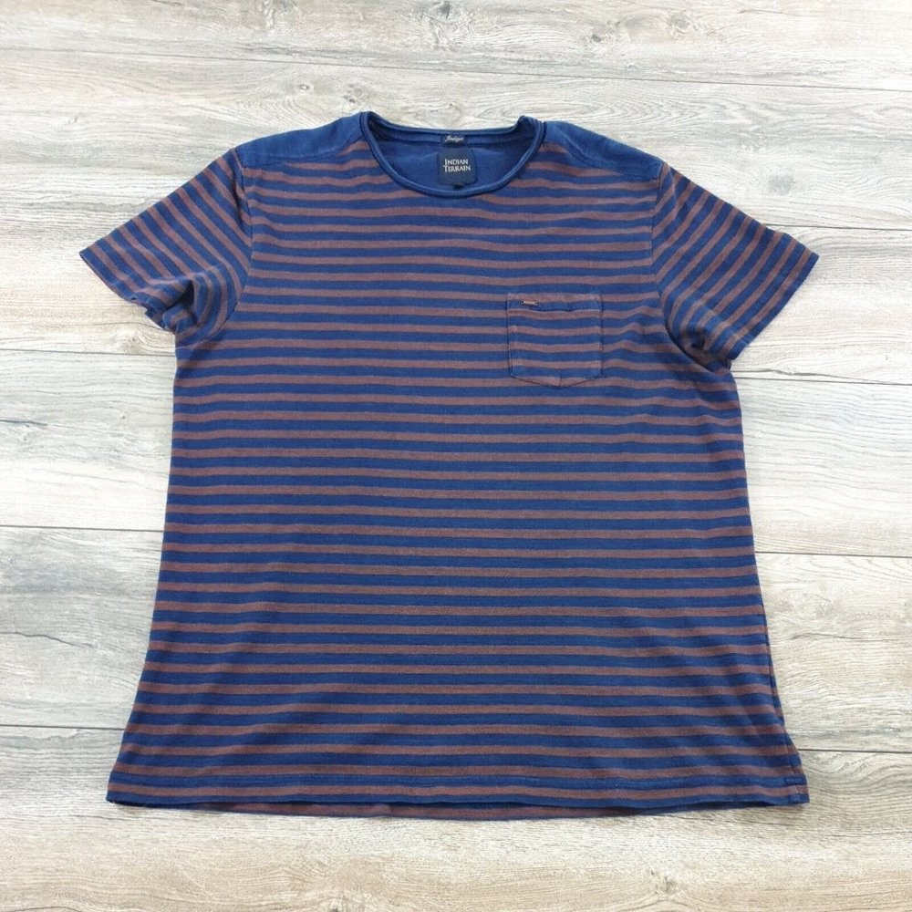 Indian Terrain XL Mens Short Sleeve Shirt Athletic Casual Sport Indigo